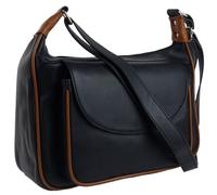 Oakridge Leather Women's Genuine Leather Crossbody Bag, Real Cowhide Leather Shoulder Handbag with Adjustable Strap, Multiple Pockets and Silver Hardware - Black/Tan