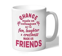 Oakridge Park Gifts Chance Made Us Colleagues But The Fun Laughter & Craziness Made Us Friends Mug Gift, Work Colleague Leaving 10oz/300ml (Raspberry Print)