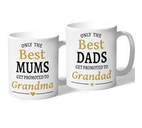 Oakridge Park Gifts Grandma and Grandad Mugs Set of Two Gift Only The Best Get Promoted to (Both Black/Gold Print)