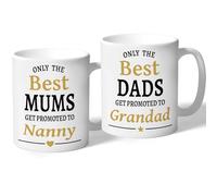 Oakridge Park Gifts Nanny and Grandad Mugs Set of Two Gift Only The Best Get Promoted to (Both Black/Gold Print)