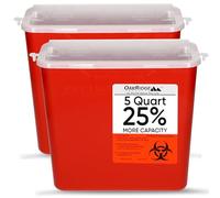 OakRidge Products Sharps Disposal Container for 5 Quart Size with Touchless Disposal (Pack of 2) 1 Medium Red