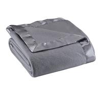 OakRidge Satin Fleece Blanket, Full/Queen, Twin or King Size - 100% Polyester Lightweight Fabric and Cozy Satin Binding Edges in Tightly Folding Travel Blanket, Grey