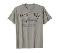 Oaks Bluffs Massachusetts Shark Fishing Arched Black Letters T-Shirt