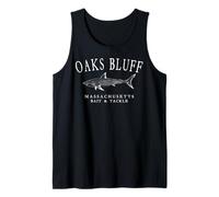 Oaks Bluffs Massachusetts Shark Fishing Arched White Letters Tank Top