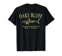 Oaks Bluffs Massachusetts Shark Fishing Retro Yellow Letters T-Shirt