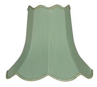 Oaks Lighting Faux Silk Scallop Shade, 14-inch, Sage Green, Fabric