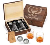 Oaksea Gifts for Men Dad Christmas, Golf Ball Shaped Stainless Steel Whiskey Stones Gifts Set, Reuasable Ice Cube for Drinking, Anniversary Birthday Gifts for Him, Mancave Cool Stuff Bourbon Presents