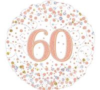 Oaktree 18" 60th Sparkling Fizz Birthday White & Rose Gold Holographic