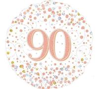 OaktreeUK 227192 Oaktree 18" 90th Sparkling Fizz Birthday White & Rose Gold Holographic