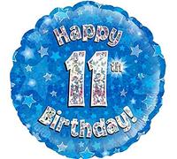 Oaktree 18" Happy 11th Birthday Blue Holographic Balloon