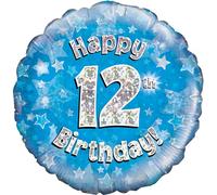 Oaktree UK Oaktree 18" Happy 12th Birthday Blue Holographic, Aluminium