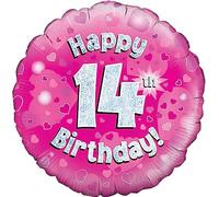 Oaktree 18" Happy 14th Birthday Pink Holographic Balloon