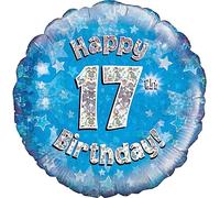 Oaktree UK Oaktree 18" Happy 17th Birthday Blue Holographic, Aluminium
