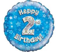 Oaktree UK Oaktree 18" Happy 2nd Birthday Blue Holographic, Aluminium