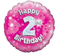 Oaktree 18" Happy 2nd Birthday Pink Holographic Balloon
