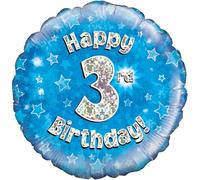 Oaktree UK Oaktree 18" Happy 3rd Birthday Blue Holographic, Aluminium