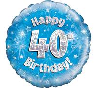 Oaktree 18" Happy 40th Birthday Blue Holographic