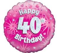 Oaktree UK Oaktree 18" Happy 40th Birthday Pink Holographic