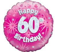 Oaktree UK Oaktree 18" Happy 60th Birthday Pink Holographic
