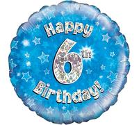 Oaktree 18" Happy 6th Birthday Blue Holographic