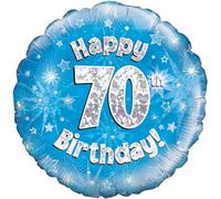 Oaktree UK Oaktree 18" Happy 70th Birthday Blue Holographic, Aluminium