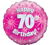 Oaktree UK Oaktree 18" Happy 70th Birthday Pink Holographic