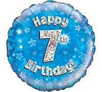 Oaktree UK Oaktree 18" Happy 7th Birthday Blue Holographic, Aluminium