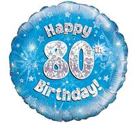 Oaktree UK Oaktree 18" Happy 80th Birthday Blue Holographic, Aluminium