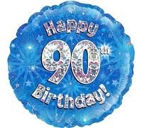 Oaktree 18" Happy 90th Birthday Blue Holographic