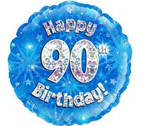 Oaktree 18 Inch Circle Happy 90Th Birthday Foil Balloon Blue (18In)