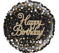 Oaktree 18" Sparkling Fizz Birthday Black & Gold Holographic