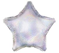 Oaktree 19" Star Unpackaged Foil Balloon - Suitable for Air or Helium, Birthday, Party Decoration (Holographic Silver)