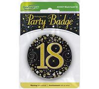 OakTree 3" Badge 18th Birthday Sparkling Fizz Black Gold Holographic