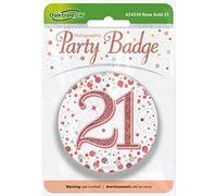 OakTree 3" Badge 21th Birthday Sparkling Fizz Rose Gold Holographic