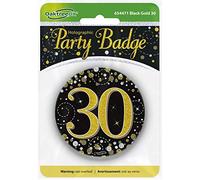 OakTree 3" Badge 30th Birthday Sparkling Fizz Black Gold Holographic
