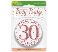 OakTree 3" Badge 30th Birthday Sparkling Fizz Rose Gold Holographic