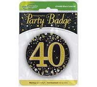OakTree 3" Badge 40th Birthday Sparkling Fizz Black Gold Holographic