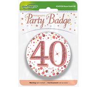 OakTree 3" Badge 40th Birthday Sparkling Fizz Rose Gold Holographic