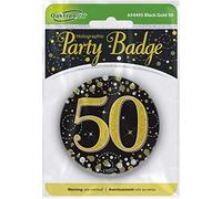 OakTree 3" Badge 50th Birthday Sparkling Fizz Black Gold Holographic