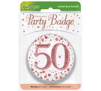 OakTree 3" Badge 50th Birthday Sparkling Fizz Rose Gold Holographic