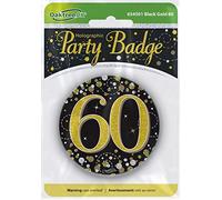 OakTree 3" Badge 60th Birthday Sparkling Fizz Black Gold Holographic