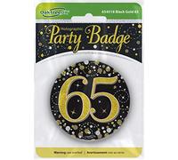 OakTree 3" Badge 65th Birthday Sparkling Fizz Black Gold Holographic