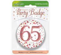 OakTree 3" Badge 65th Birthday Sparkling Fizz Rose Gold Holographic