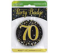 OakTree 3" Badge 70th Birthday Sparkling Fizz Black Gold Holographic