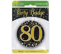 OakTree 3" Badge 80th Birthday Sparkling Fizz Black Gold Holographic