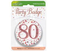 OakTree 3" Badge 80th Birthday Sparkling Fizz Rose Gold Holographic