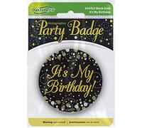 OakTree 3" Badge It's My Birthday Sparkling Fizz Black Gold Holographic