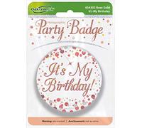 OakTree 3" Badge It's My Birthday Sparkling Fizz Rose Gold Holographic