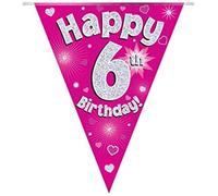 Oaktree 630529 6th Birthday Pink Bunting - 3.9m (1) by Signature Balloons