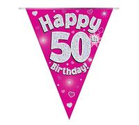 Oaktree 630840 50th Birthday Pink Bunting - 3.9m (1)